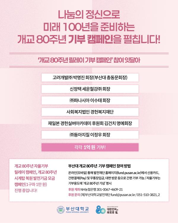 '[PURM_NEWS] 나눔과 봉사로 지역과 함께한 부산대 80년'