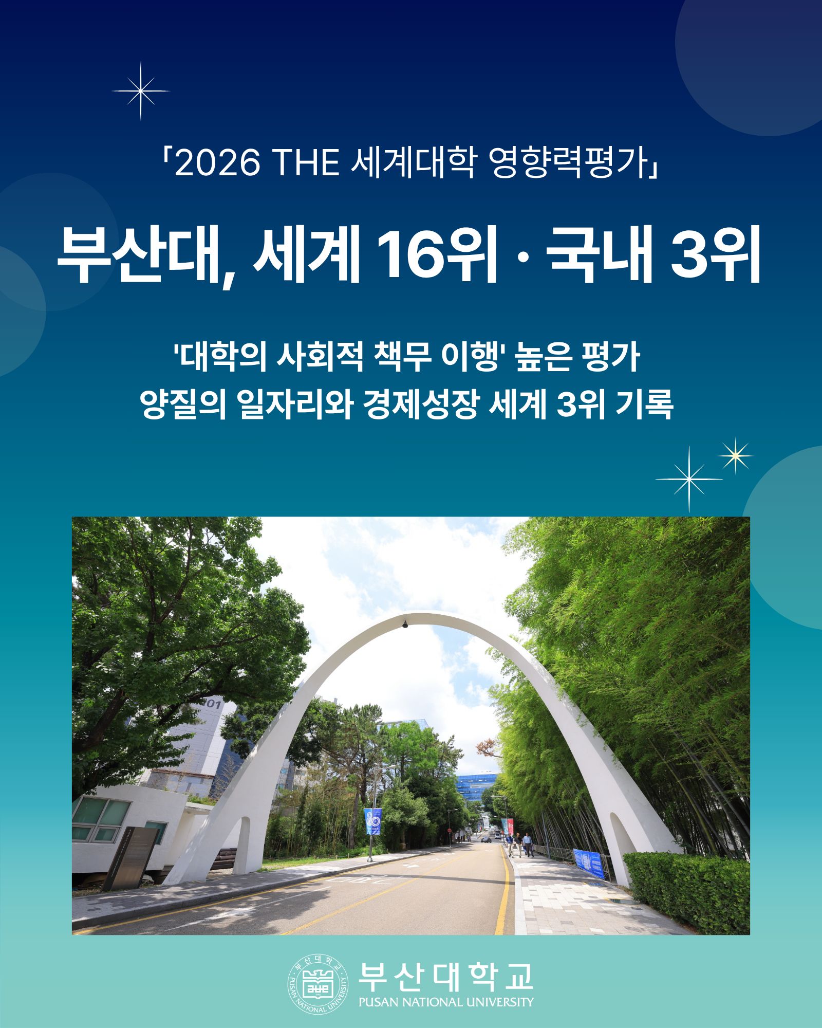 '[PNU_NEWS] 부산대, 「2026 THE 세계대학 영향력평가」 세계 16위 · 국내 3위' 